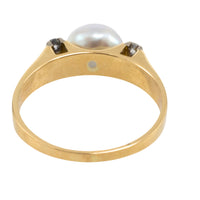 Baroque pearl and diamond ring in 18 carat gold-Vintage Rings-The Antique Ring Shop