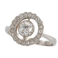 Platinum target ring with old cut diamonds-engagement rings-The Antique Ring Shop