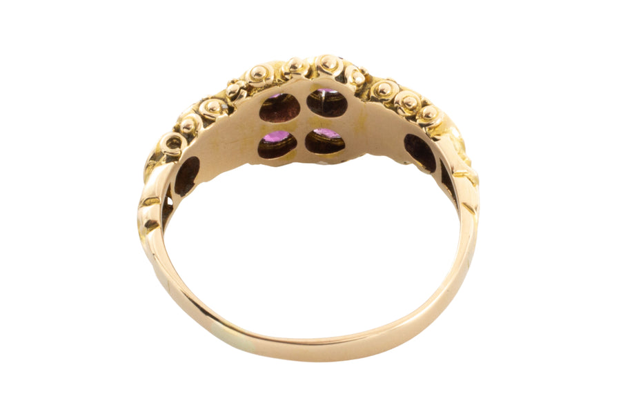 Victorian garnet and pearl ring in 15 carat gold-Antique rings-The Antique Ring Shop