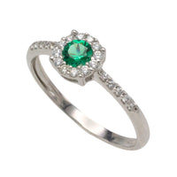 18 carat white gold ring with tourmaline and diamonds-engagement rings-The Antique Ring Shop