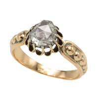 Rose diamond solitaire ring in 14 carat and silver gold-Antique rings-The Antique Ring Shop