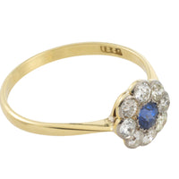 Edwardian sapphire and diamond cluster ring-engagement rings-The Antique Ring Shop