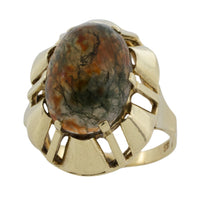 Moss agate ring in 14 carat gold-Vintage Rings-The Antique Ring Shop