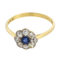 Edwardian sapphire and diamond cluster ring-engagement rings-The Antique Ring Shop