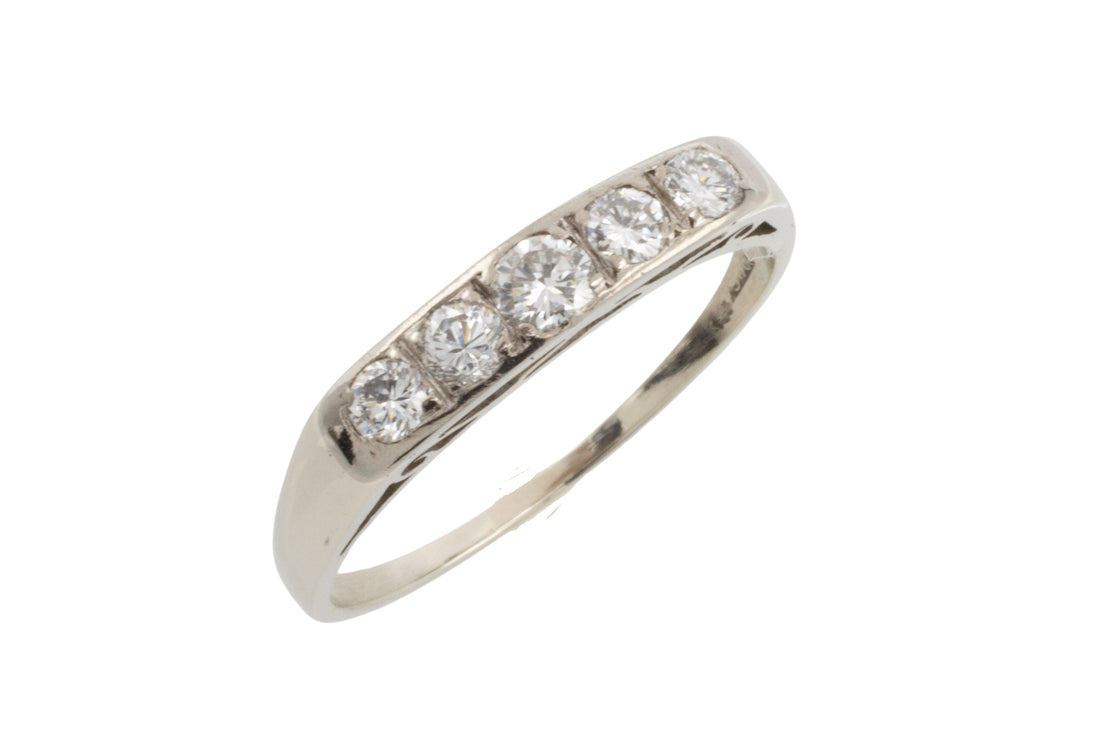 White gold ring with brilliant cut diamonds-vintage rings-The Antique Ring Shop