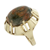 Moss agate ring in 14 carat gold-Vintage Rings-The Antique Ring Shop