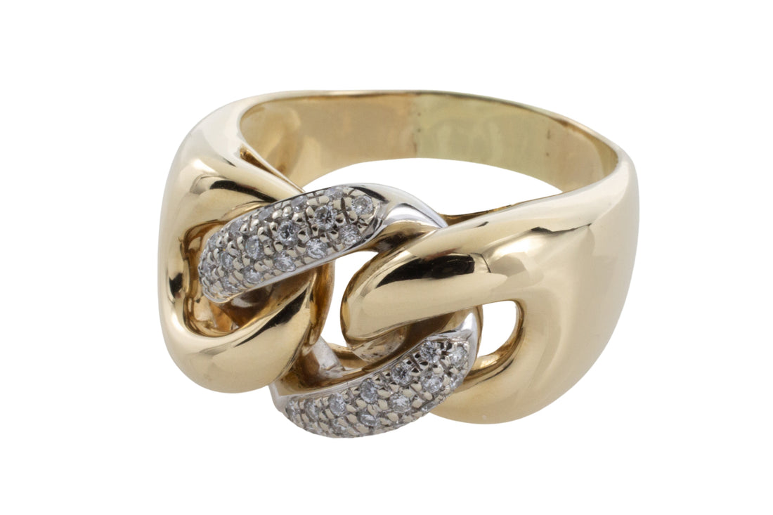 14 carat gold knot ring with diamonds-Rings-The Antique Ring Shop