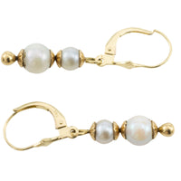 Pearl pendant earrings in 14 carat gold-Earrings-The Antique Ring Shop