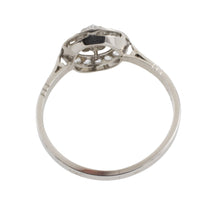 White gold ring with brilliant and rose cut diamonds-engagement rings-The Antique Ring Shop