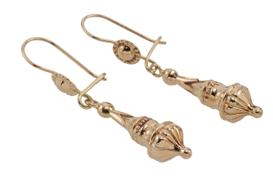 Vintage rose gold pendant earrings-Earrings-The Antique Ring Shop