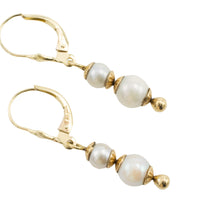 Pearl pendant earrings in 14 carat gold-Earrings-The Antique Ring Shop