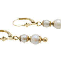 Pearl pendant earrings in 14 carat gold-Earrings-The Antique Ring Shop