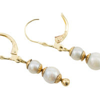 Pearl pendant earrings in 14 carat gold-Earrings-The Antique Ring Shop