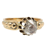 Rose diamond solitaire ring in 14 carat and silver gold-Antique rings-The Antique Ring Shop