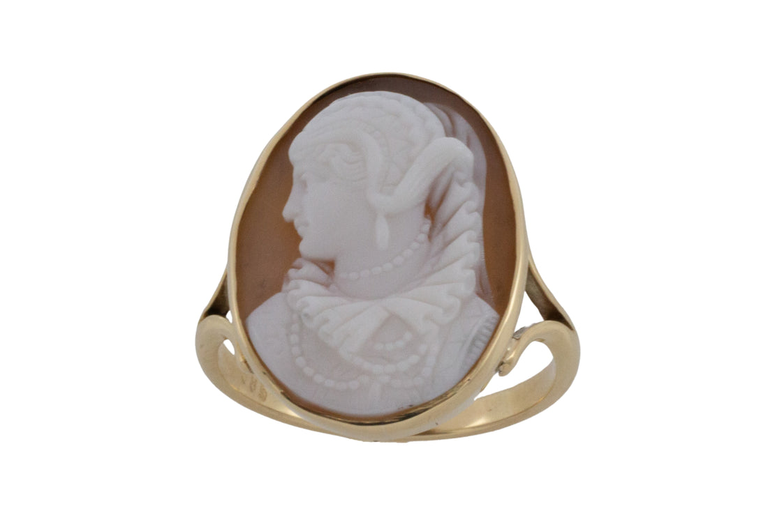 1920's cameo ring in 14 carat gold-Antique rings-The Antique Ring Shop