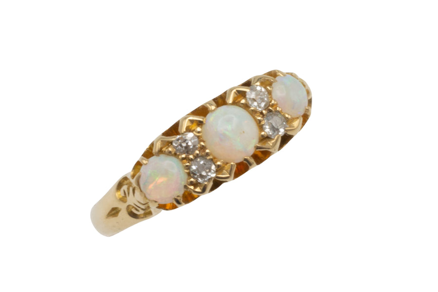 Opal and old cut diamond ring from 1896-Antique rings-The Antique Ring Shop