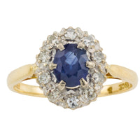 Vintage ceylon sapphire and diamond ring-engagement rings-The Antique Ring Shop