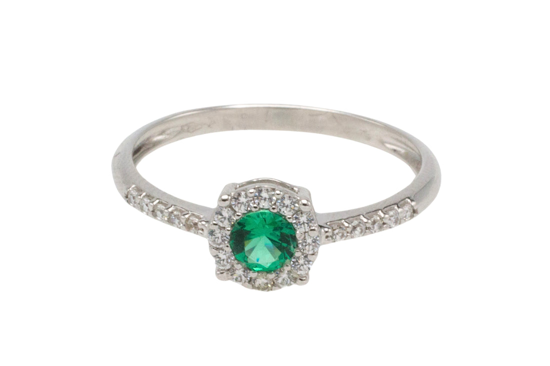 18 carat white gold ring with tourmaline and diamonds-engagement rings-The Antique Ring Shop