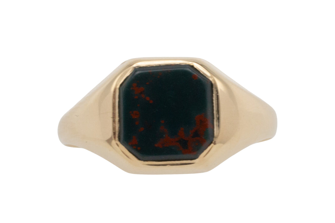 Vintage bloodstone signet ring in 14 carat gold-Vintage Rings-The Antique Ring Shop