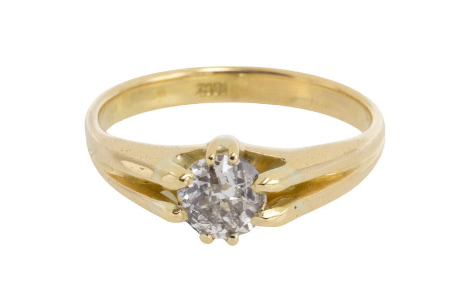 Old mine cut diamond solitaire ring-Antique rings-The Antique Ring Shop