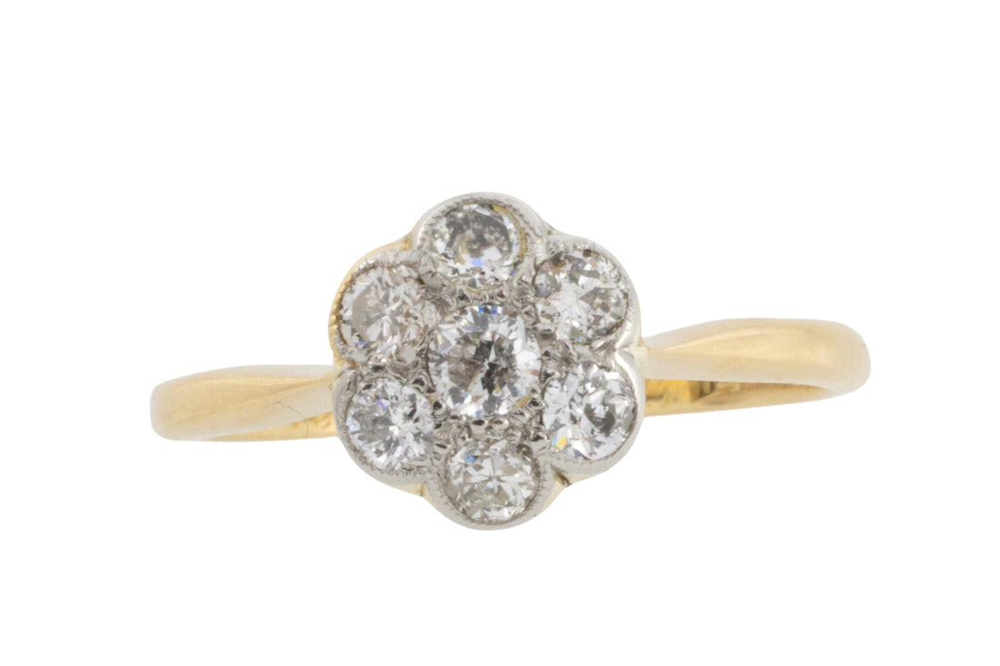 Diamond flower cluster ring from 1925-engagement rings-The Antique Ring Shop
