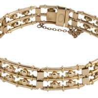 Vintage bar and bead brcelet in 15 carat gold-Bracelets-The Antique Ring Shop