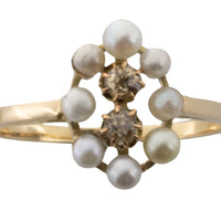 Pearl and old cut diamond ring in 14 carat gold-vintage rings-The Antique Ring Shop