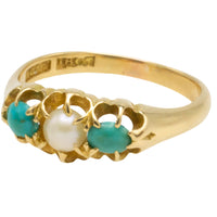 Victorian turquoise and pearl ring in 18 carat gold-Antique rings-The Antique Ring Shop