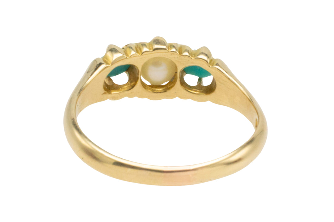 Victorian turquoise and pearl ring in 18 carat gold-Antique rings-The Antique Ring Shop