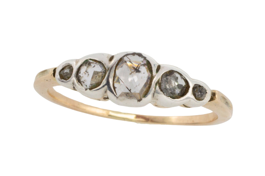 Rose diamond ring in silver and gold-Antique rings-The Antique Ring Shop