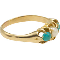 Victorian turquoise and pearl ring in 18 carat gold-Antique rings-The Antique Ring Shop