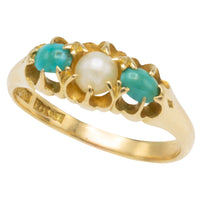 Victorian turquoise and pearl ring in 18 carat gold-Antique rings-The Antique Ring Shop