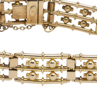 Vintage bar and bead brcelet in 15 carat gold-Bracelets-The Antique Ring Shop