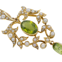 Victorian peridot and pearl pendant-Pendants-The Antique Ring Shop