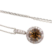 Brown diamond pendant in white gold-Pendants-The Antique Ring Shop