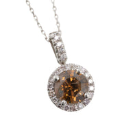 Brown diamond pendant in white gold-Pendants-The Antique Ring Shop