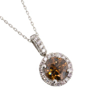 Brown diamond pendant in white gold-Pendants-The Antique Ring Shop