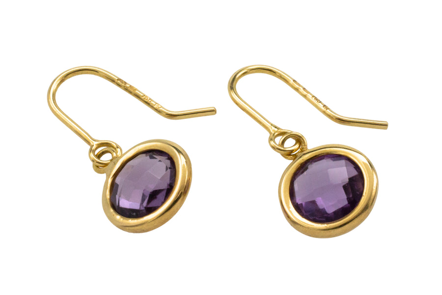 Amethyst pendant earrings in 18 carat gold-Earrings-The Antique Ring Shop