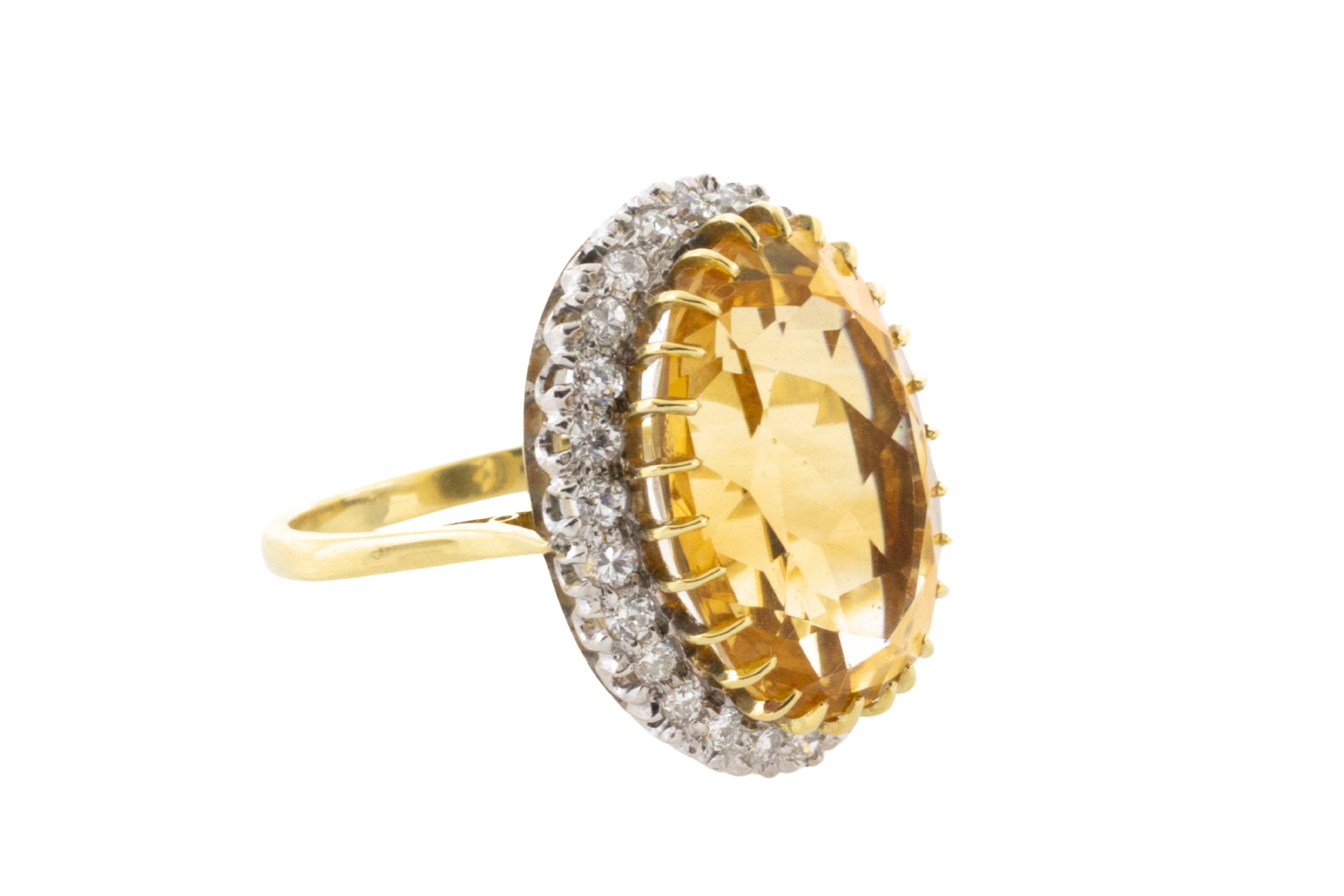 Citrine and diamond ring in 18 carat gold