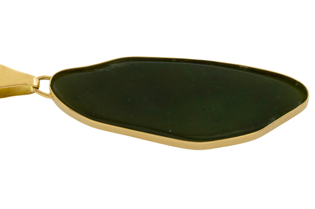 Vintage jade pendant in 14 carat gold-Pendants-The Antique Ring Shop