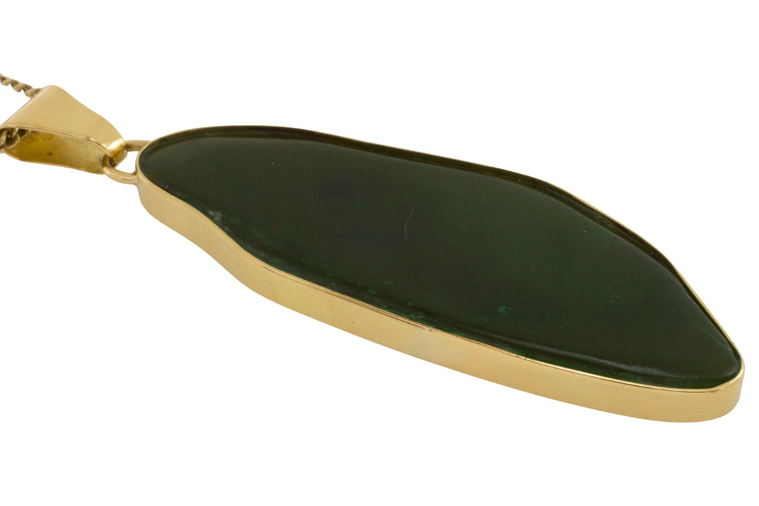 Vintage jade pendant in 14 carat gold-Pendants-The Antique Ring Shop