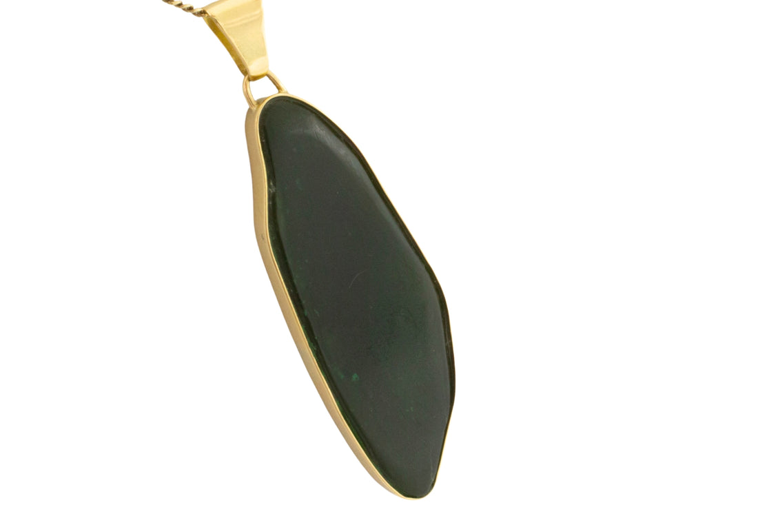 Vintage jade pendant in 14 carat gold-Pendants-The Antique Ring Shop