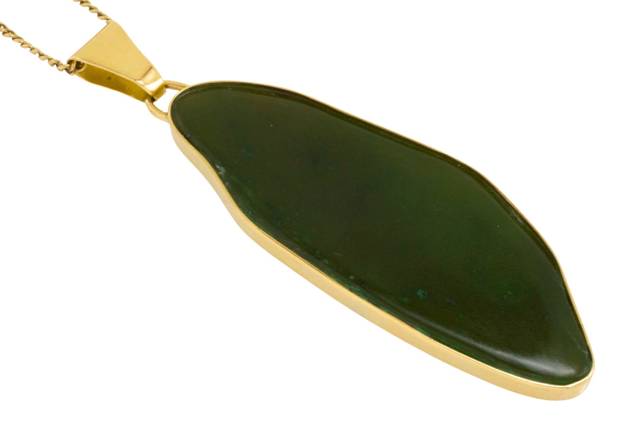 Vintage jade pendant in 14 carat gold-Pendants-The Antique Ring Shop