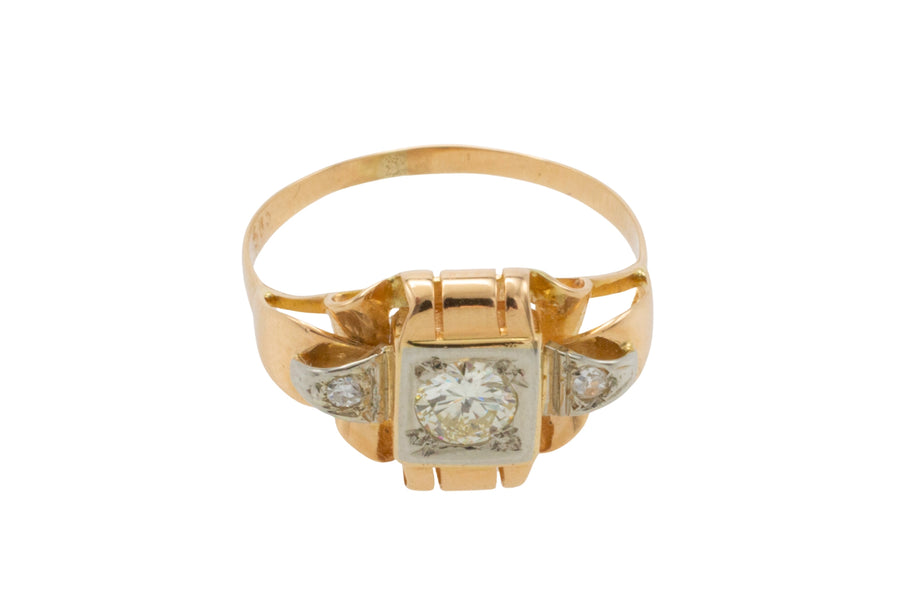 14 carat gold Art Deco ring with diamonds-Vintage Rings-The Antique Ring Shop