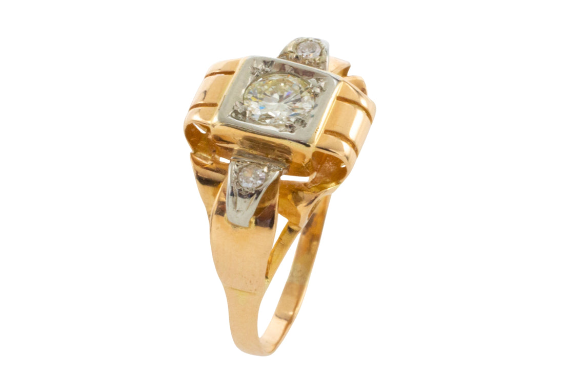 14 carat gold Art Deco ring with diamonds-Vintage Rings-The Antique Ring Shop