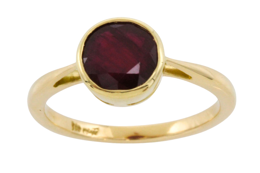 Ruby solitaire ring in 18 carat gold-engagement rings-The Antique Ring Shop