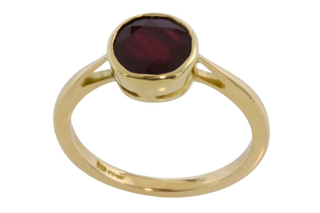 Ruby solitaire ring in 18 carat gold-engagement rings-The Antique Ring Shop
