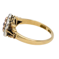 Edwardian old European cut diamond and ruby ring