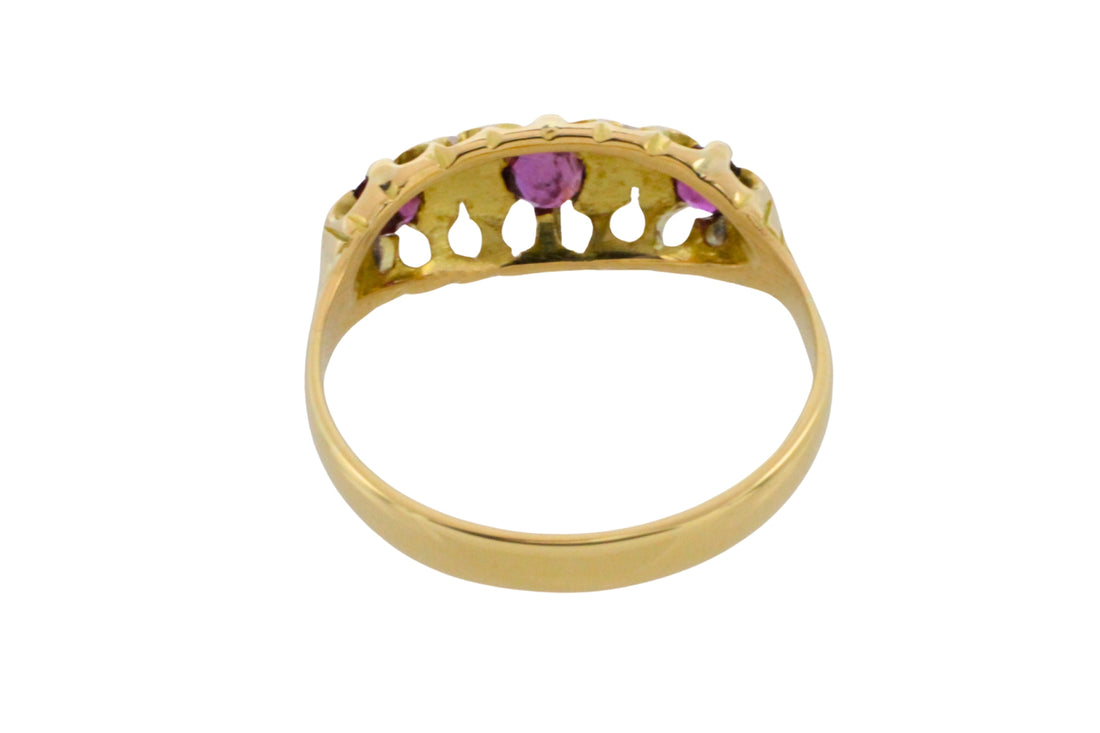 Edwardian ruby and rose diamond ring