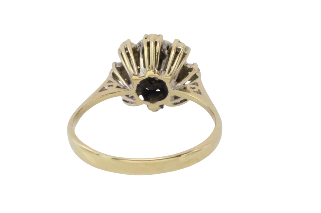 Snow flake diamond cluster ring in 14 carat gold-Vintage Rings-The Antique Ring Shop